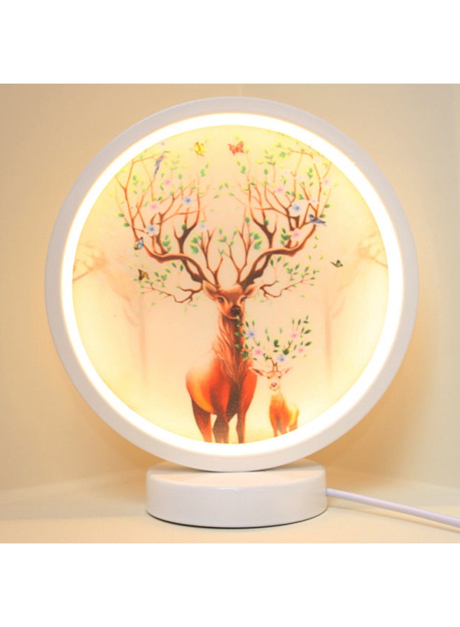 Nordic Creative Ring Led Lamp Stepless Dimming Night Light Energy-saving Eye Protection Dormitory Fill Light Diy Handmade-Specification:28cm White Circle-yilushenghua-[usb Interface] Three-color Stepless Dimming [mild Model]  - Image 1