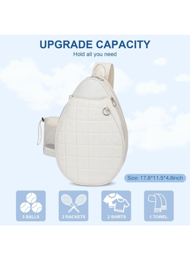 Tennis bag, tennis backpack, can hold 2 rackets, quilted crossbody shoulder bag, large capacity waterproof crossbody bag with security pocket, suitable for men and women. - Image 4