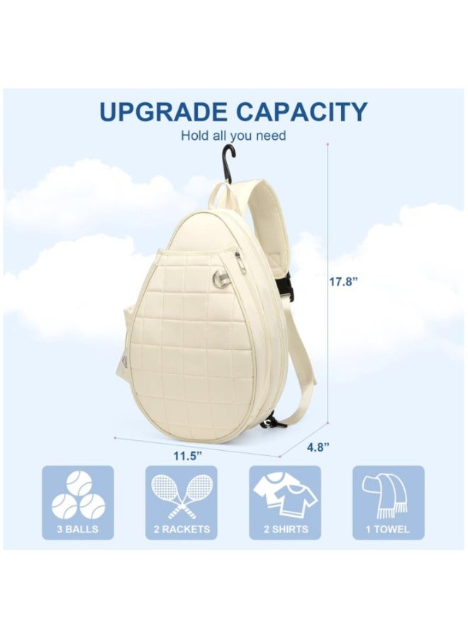 Tennis bag, tennis backpack, can hold 2 rackets, quilted crossbody shoulder bag, large capacity waterproof crossbody bag with security pocket, suitable for men and women. - Image 5