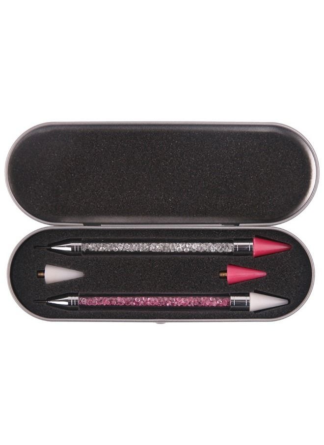 MVAQKLM  - 2 Pack Rhinestone Picker Diamond Painting Dotting Pen Dual end Rhinestones Pickup Tool for Nail Gems Stones Crystals DIY Nail Art Crafts with 2 Extra Tips and 1X - Image 1