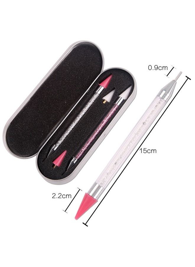MVAQKLM  - 2 Pack Rhinestone Picker Diamond Painting Dotting Pen Dual end Rhinestones Pickup Tool for Nail Gems Stones Crystals DIY Nail Art Crafts with 2 Extra Tips and 1X - Image 1