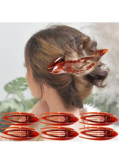 RC ROCHE ORNAMENT 6 Pcs Womens French Concord Curved Hair Clip No Slip Strong Grip Comfortable Hold Girls Ladies Beauty Accessory Pin Teeth Clamp Large Brown