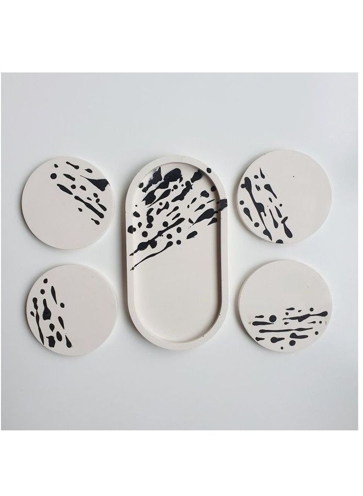 5 Decorative concret coasters for cups, mugs and plates 