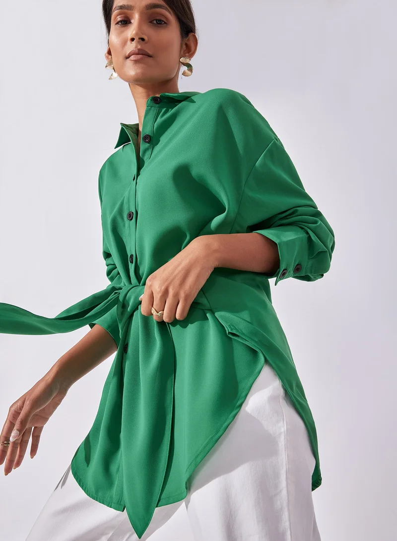 The Label Life Button-Down Front Tie Shirt