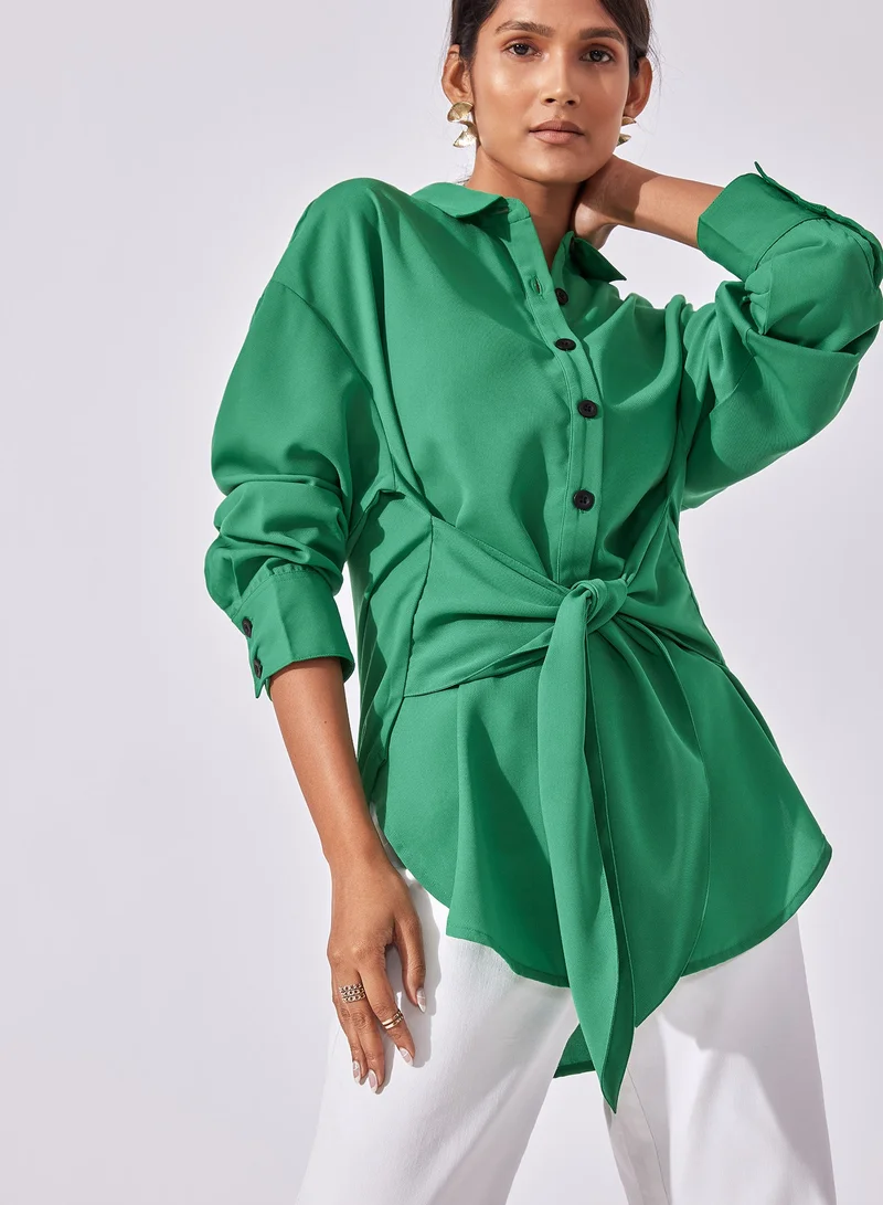 The Label Life Button-Down Front Tie Shirt