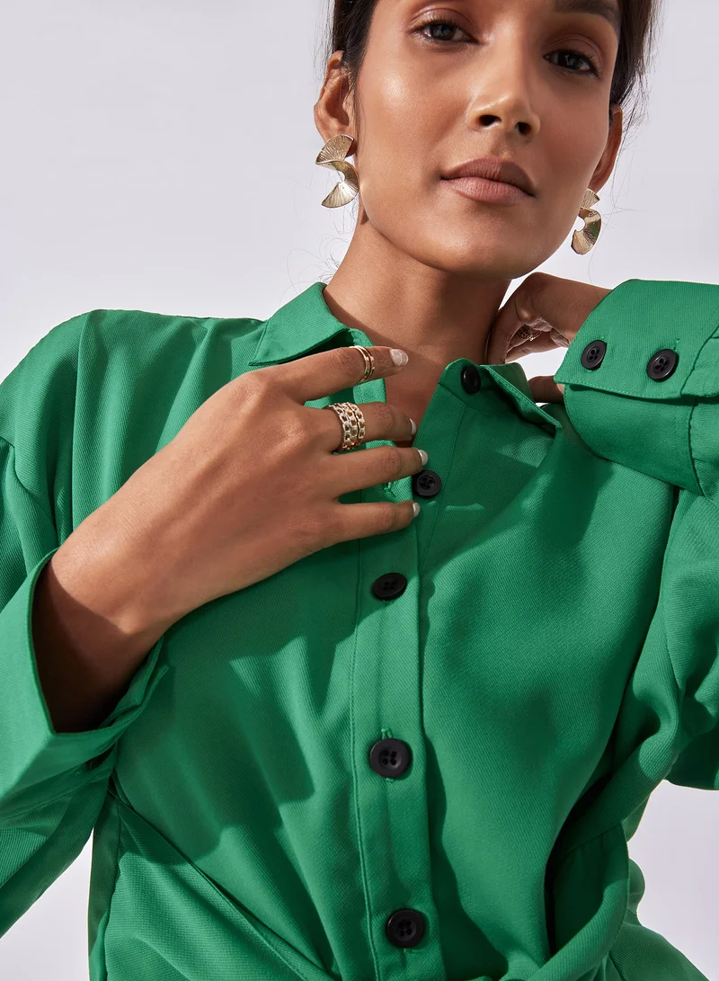 The Label Life Button-Down Front Tie Shirt