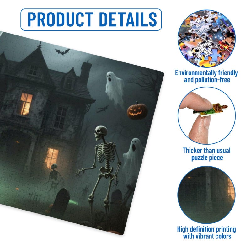 500 Pieces Jigsaw Puzzle For Adults Haunted House Black Cat Ghost Horror Large Difficult Cool Holiday Puzzle - Image 4