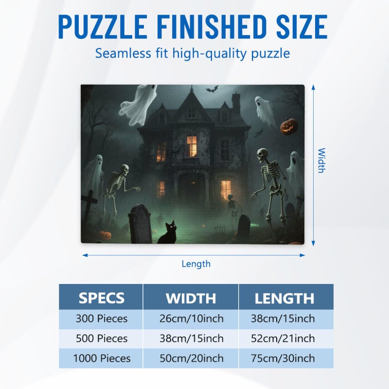 500 Pieces Jigsaw Puzzle For Adults Haunted House Black Cat Ghost Horror Large Difficult Cool Holiday Puzzle - Image 3