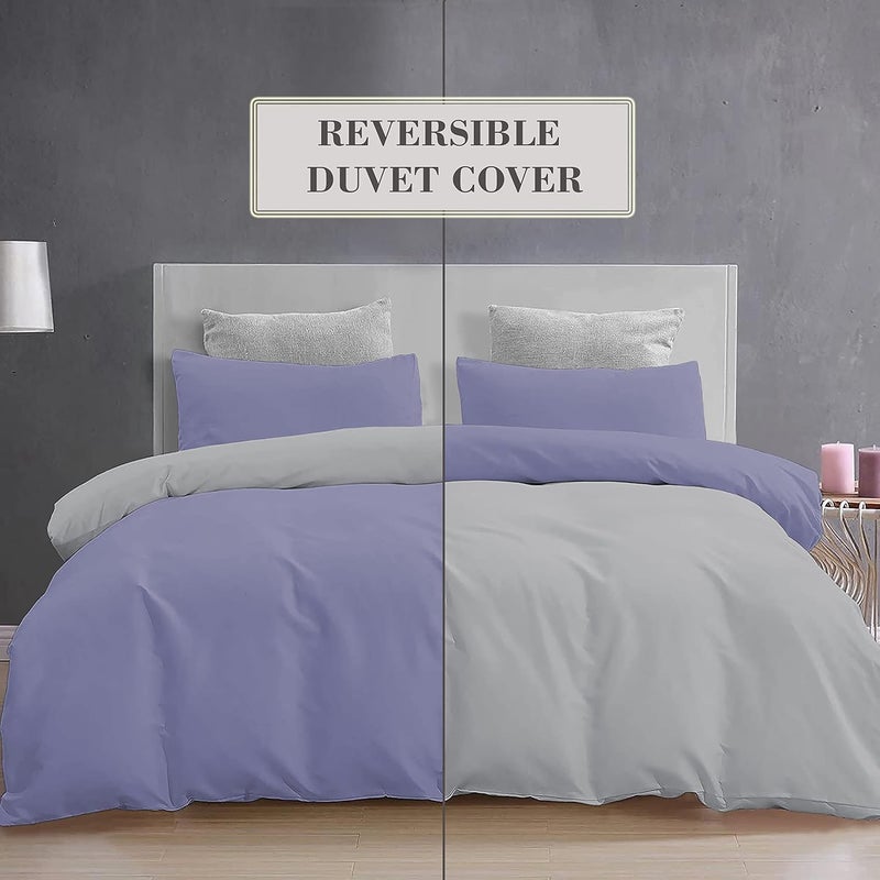 YRM Bedding's YRM Beddings 3 Pieces Duvet Cover Setr 100 Brushed Microfiber Reversibles with Zipper Closure Duvet Cover 61X91 Inches and 2 Pillow Cover 18X28 Inches Single SizeSilverMedium Blue - Image 3
