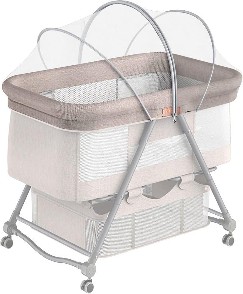 DUOMI Bassinet Cover with Two-Way Zipper,Portable Bassinet Mosquito Net Cover,Bassinet Cover for Cats to Keep Pets Out(White) - Image 1