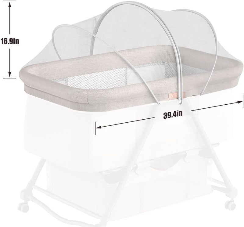 DUOMI Bassinet Cover with Two-Way Zipper,Portable Bassinet Mosquito Net Cover,Bassinet Cover for Cats to Keep Pets Out(White) - Image 5