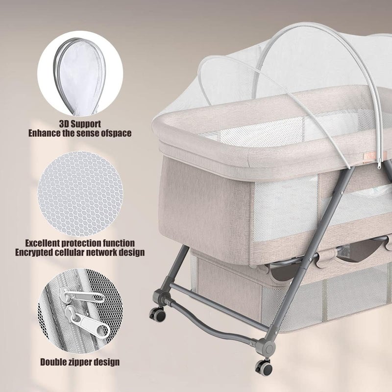 DUOMI Bassinet Cover with Two-Way Zipper,Portable Bassinet Mosquito Net Cover,Bassinet Cover for Cats to Keep Pets Out(White) - Image 2