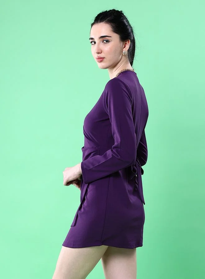 Freehand Women Fitted Casual Solid Wrap Dress