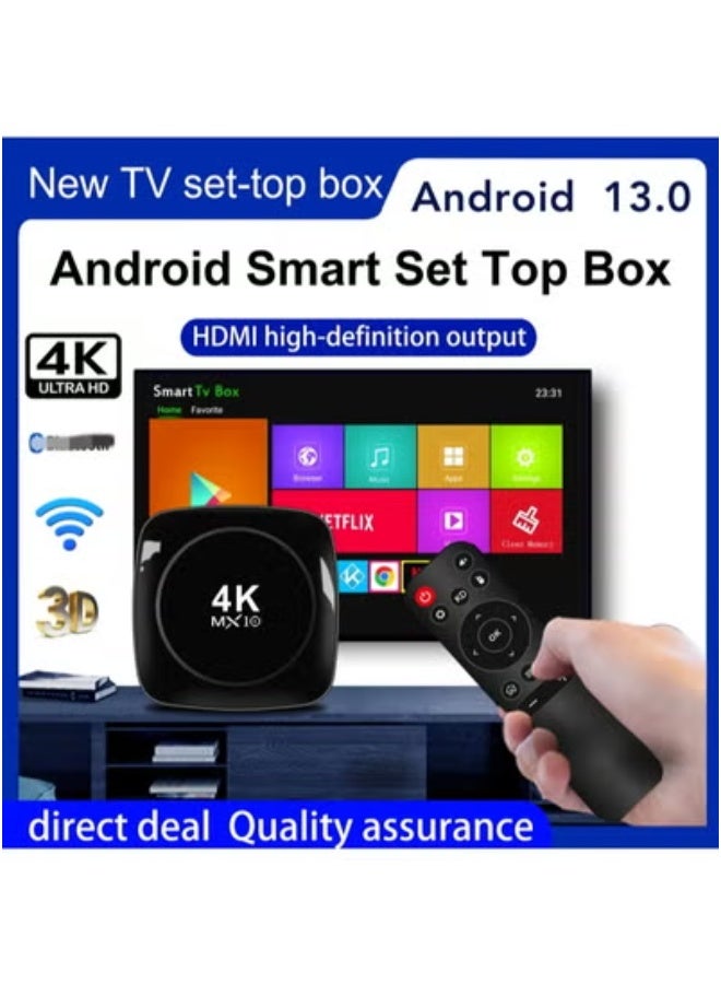 MX10 MX10 Android 4K Ultra HD Smart TV Box with Dual-Band WiFi (2.4G+5G), Bluetooth, HDMI, USB & AV Output – High-Performance Quad-Core Android Set Top Box for IPTV, YouTube, Netflix, Apps, Gaming & Home Theater – Media Streaming Player for TV & Multimedia  - Image 2