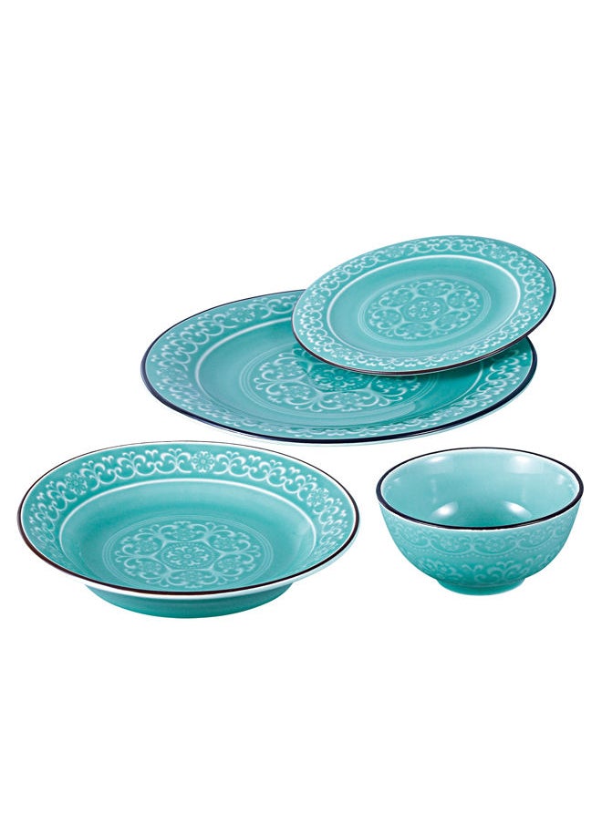 16-Piece Porcelain Dinnerware Set Light Blue 