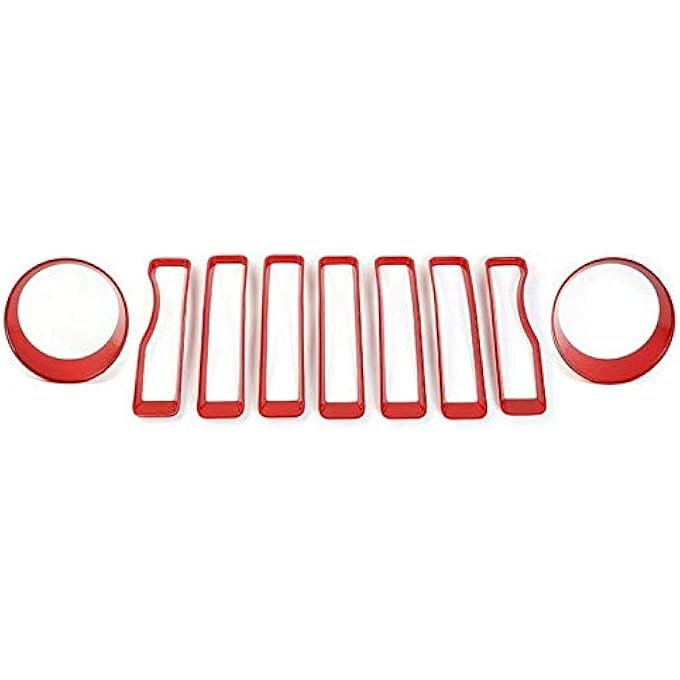 rayihni Front Grill Headlight Cover Kit For Jeep Wrangler Jl Red - Image 3