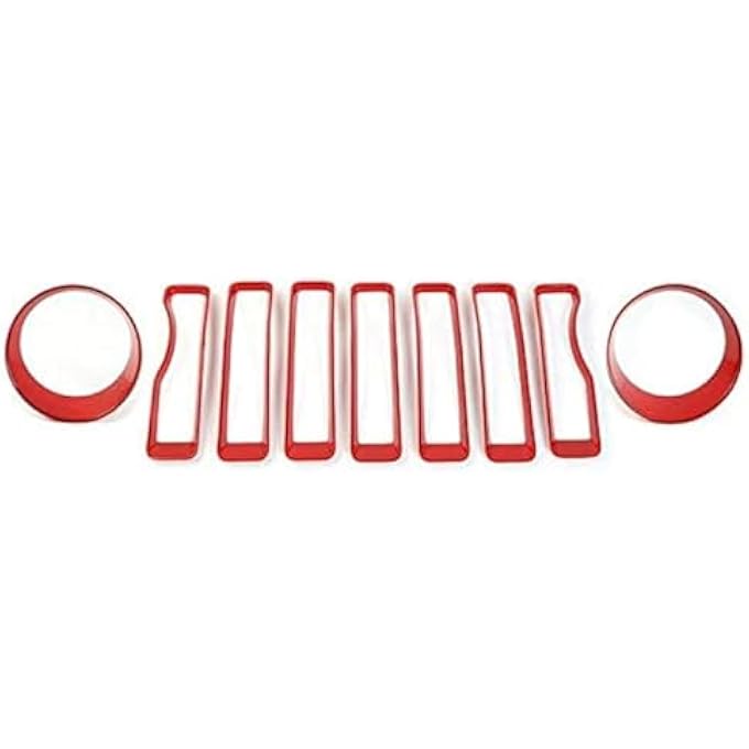 rayihni Front Grill Headlight Cover Kit For Jeep Wrangler Jl Red - Image 1