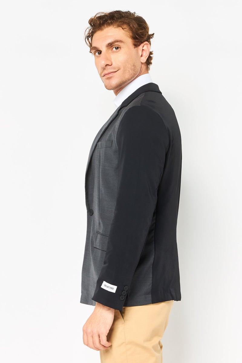 SELECTED Men Regular Fit Chambray Semi Formal Blazer, Multicolor - Image 3