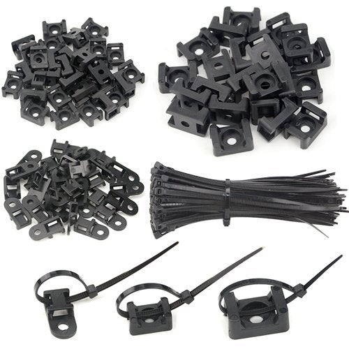 BGTXINGI XINGYHENG 120PCS 3 Values Saddle-type Cable Tie Mount Bases for Cable Wire Tubing Sleeving Conduit Adjustable Cable Tie Holder Set Matched with 120PCS Black Flexible Zip Ties(Black) - Image 1