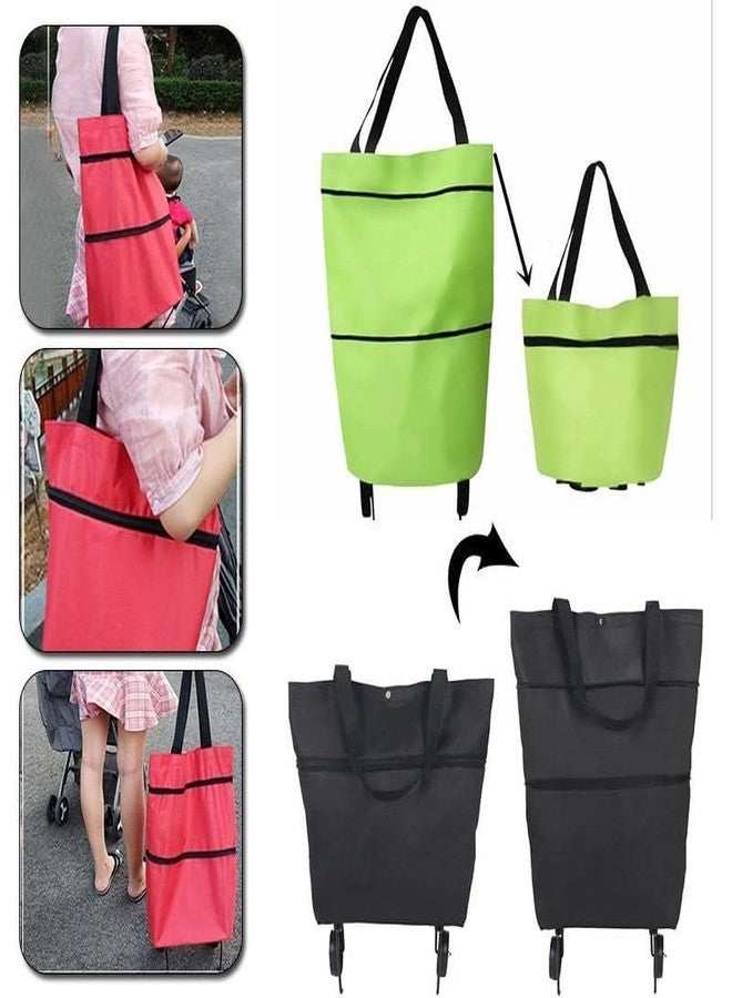 PHILBENT Foldable Shopping Trolley Bag with Wheels Folding Travel with Wheels Folding Travel Luggage Bag Vegetable, Grocery - Image 2