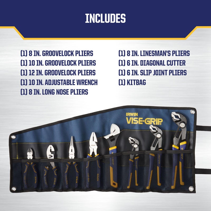 IRWIN Tools VISE-GRIP GrooveLock Pliers Set, 8 Piece, 2078712 - Image 2
