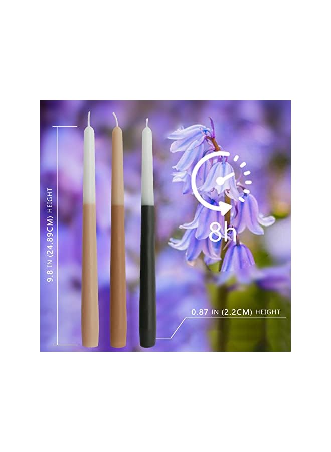 Green Tiger Wild Bluebell Scent Color Taper Candles | Luxury Handmade Dip Dye Scented Stick Candles | Long Dinner Candle for Wedding Home Decor - 6 Pack Set - Image 2