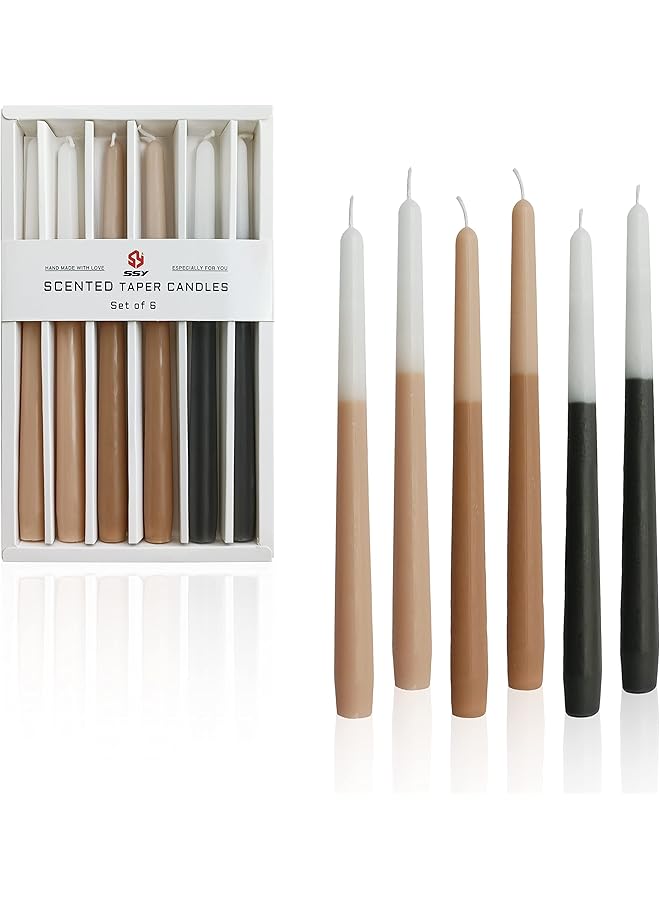 Green Tiger Wild Bluebell Scent Color Taper Candles | Luxury Handmade Dip Dye Scented Stick Candles | Long Dinner Candle for Wedding Home Decor - 6 Pack Set - Image 1