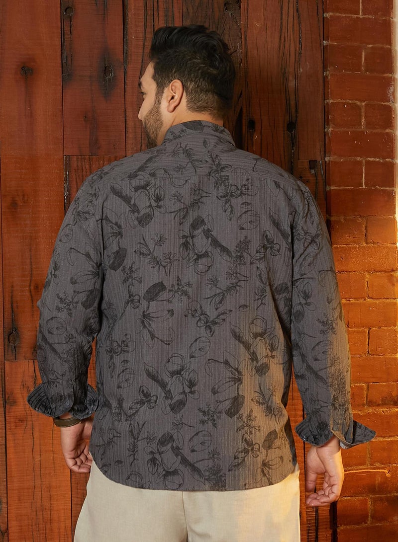 انستافاب بلس قميص رجالي مقاس كبير بلوملاين تكتيل رمادي جرافيتي - Image 5