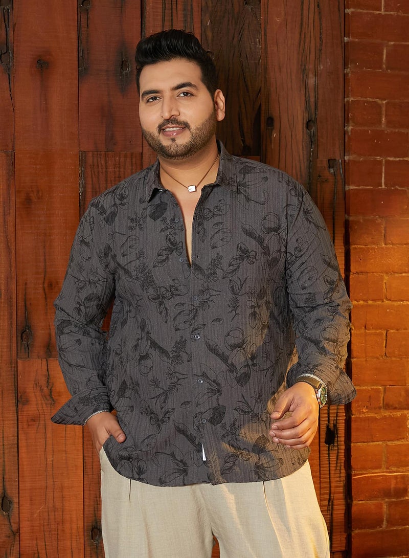 انستافاب بلس قميص رجالي مقاس كبير بلوملاين تكتيل رمادي جرافيتي - Image 2