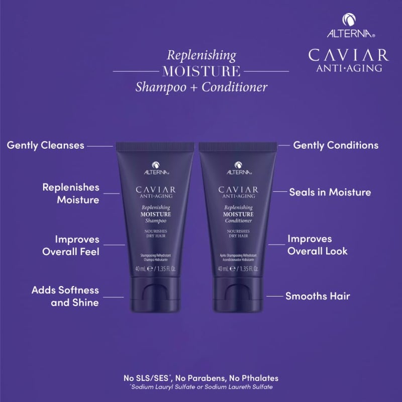 Alterna Haircare CAVIAR Anti-Aging Replenishing Moisture Trial Kit - Shampoo, Conditioner, Leave-In CC Cream | For Dry, Brittle Hair | Protects, Restores and Hydrates | Sulfate Free - Image 2