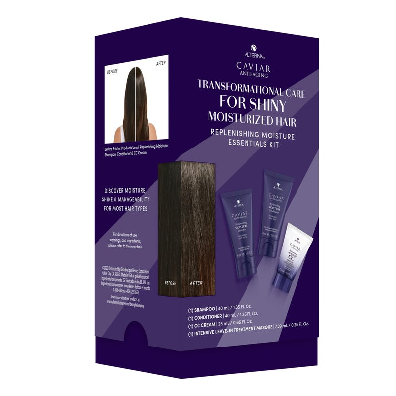 Alterna Haircare CAVIAR Anti-Aging Replenishing Moisture Trial Kit - Shampoo, Conditioner, Leave-In CC Cream | For Dry, Brittle Hair | Protects, Restores and Hydrates | Sulfate Free - Image 1