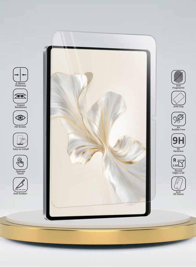 دبليو تيك واقي شاشة زجاجي بحواف منحنية من سلسلة بريميوم بغطاء كامل لهاتف هونر باد 9 مقاس 12.1 بوصة 2023 شفاف - Image 2