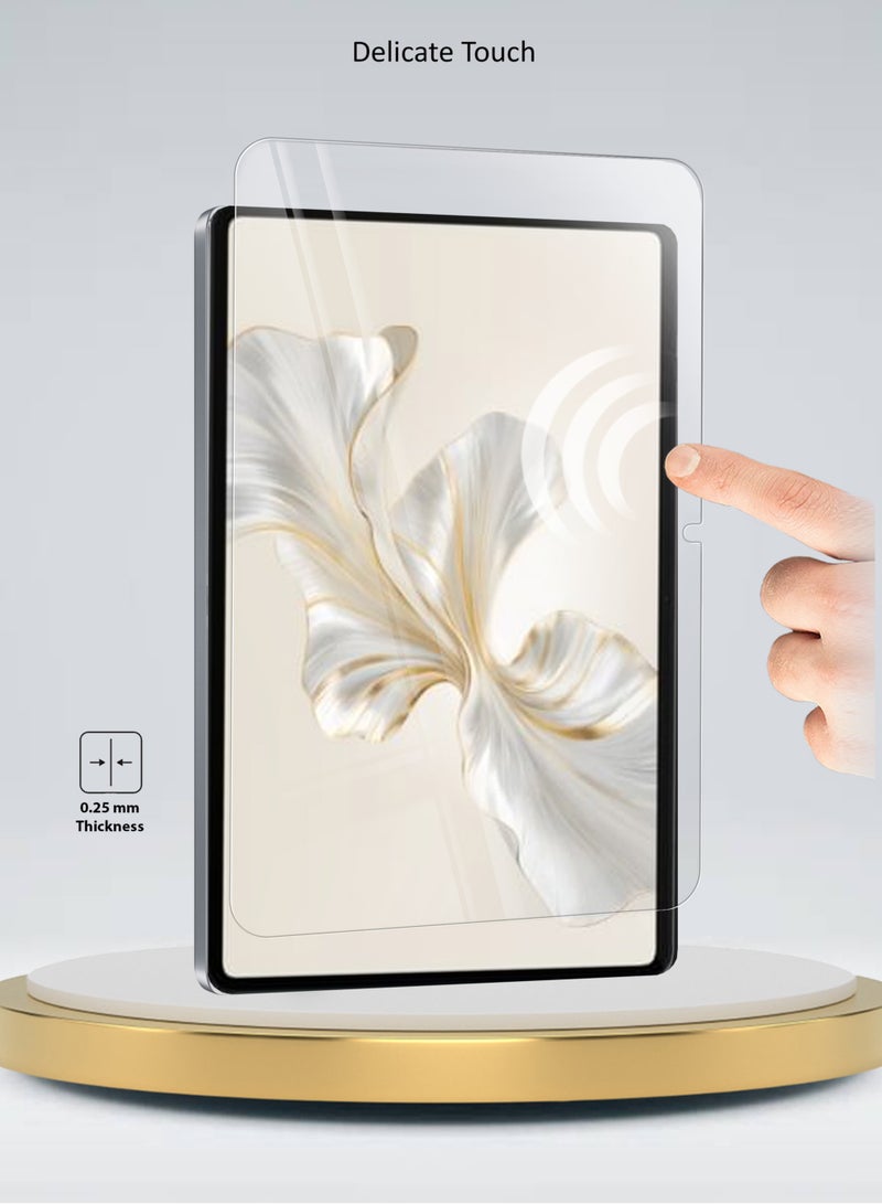 دبليو تيك واقي شاشة زجاجي بحواف منحنية من سلسلة بريميوم بغطاء كامل لهاتف هونر باد 9 مقاس 12.1 بوصة 2023 شفاف - Image 3