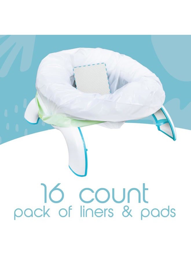 Tidy Tots TidyTots Disposable Potty Chair Liners | Travel Pack of 16 Liners + 16 Absorbent Pads | Use Bags with Potty Training Portable Toilet for Toddlers & Kids | Universal Fit - Image 3