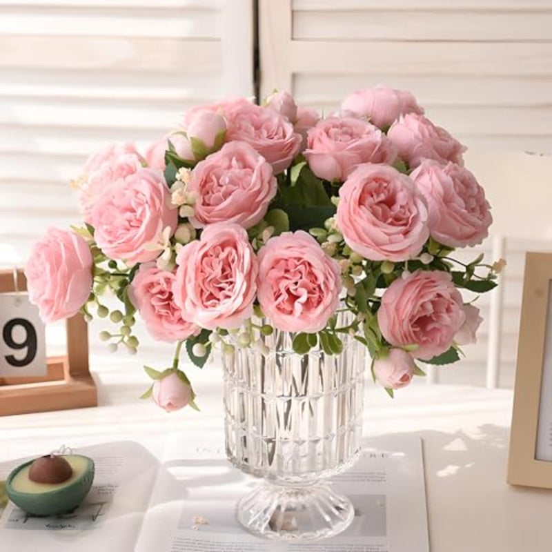 Artificial Peonies Silk Flowers, 3 Color Faux Peony Bouquet, 3 Bundles Florals Arrangements Decor for Farmhouse Home Boho Wedding Table Centerpiece, Vase Decoration, Mix - Image 3