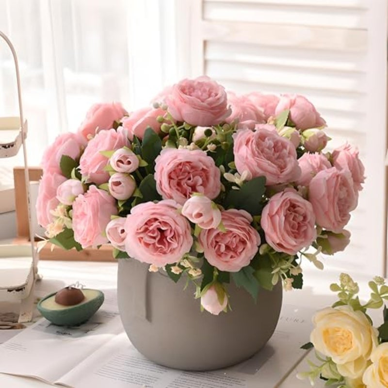 Artificial Peonies Silk Flowers, 3 Color Faux Peony Bouquet, 3 Bundles Florals Arrangements Decor for Farmhouse Home Boho Wedding Table Centerpiece, Vase Decoration, Mix - Image 5
