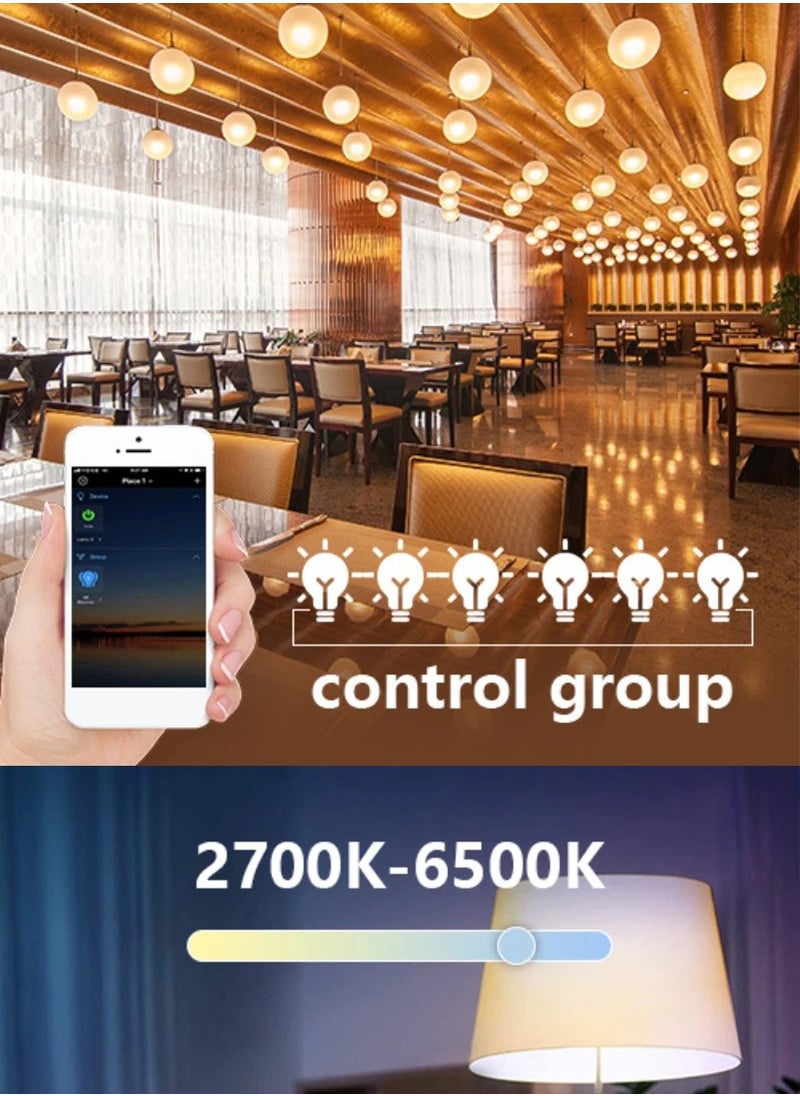 LED Wi-Fi Bluetooth Bulb, Control From Your iPhone or Android From Anywhere, Works With Alexa Google Assistant, 16Million Colors Dimmable Light 8 Different Modes Power Saving, 10W Smart Bulb Pack Of 3