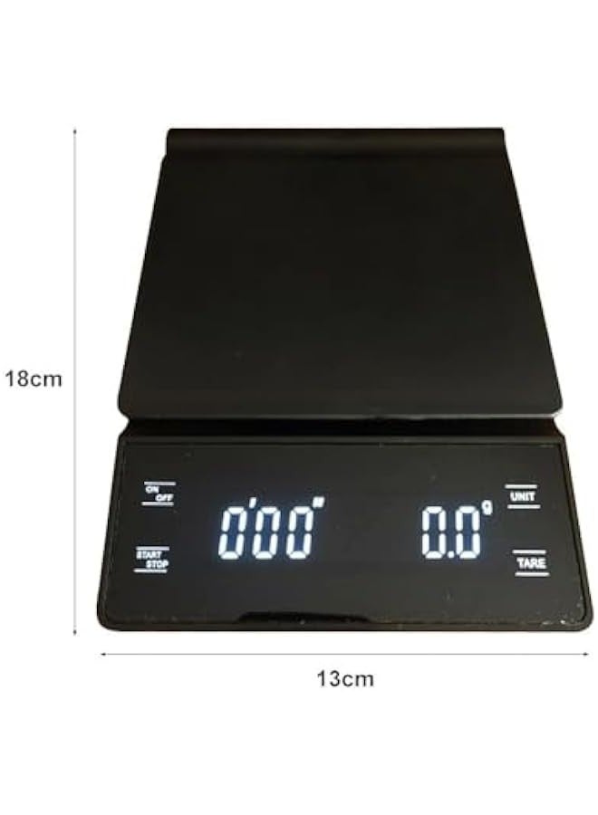 بيوينتي ميزان قهوة مع مؤقت بقدرة 3 كيلوجرام/0.1 جرام دقة عالية لقياس القهوة للتحضير اليدوي والإسبريسو، مع شاشة LED خلفية، ميزان قهوة إلكتروني للمطبخ لقهوة التحضير اليدوي مع مؤقت - Image 3