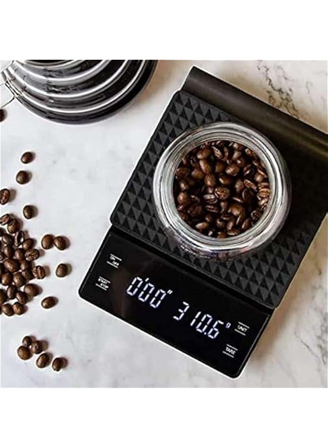 بيوينتي ميزان قهوة مع مؤقت بقدرة 3 كيلوجرام/0.1 جرام دقة عالية لقياس القهوة للتحضير اليدوي والإسبريسو، مع شاشة LED خلفية، ميزان قهوة إلكتروني للمطبخ لقهوة التحضير اليدوي مع مؤقت - Image 4