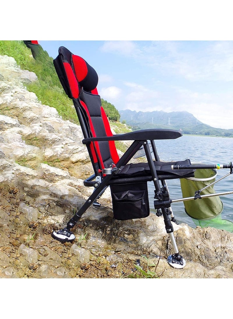 Generic - Folding Fishing Chair Recliner Camping Chair Heavy Outdoor Picnic Fishing Ergonomic Seat Adjustable Backrest And Leg Multi-Functional Fishing Rack With Storage Bags - Image 1