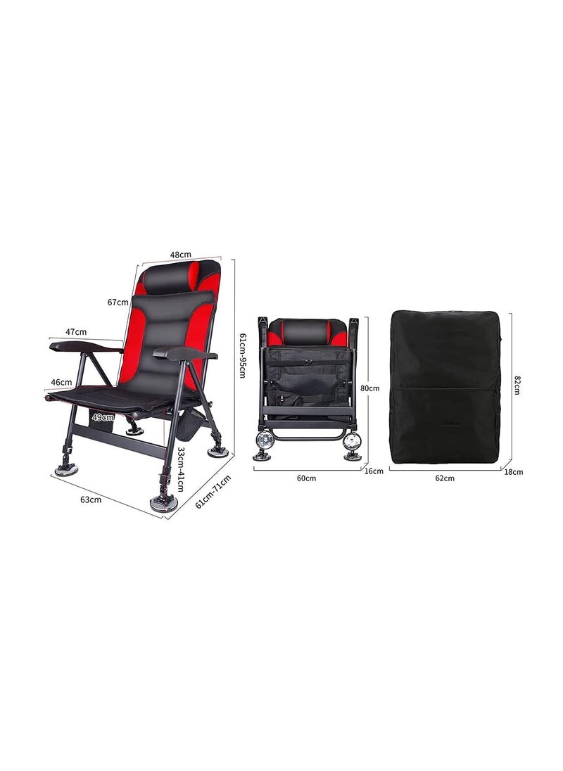 Generic - Folding Fishing Chair Recliner Camping Chair Heavy Outdoor Picnic Fishing Ergonomic Seat Adjustable Backrest And Leg Multi-Functional Fishing Rack With Storage Bags - Image 1