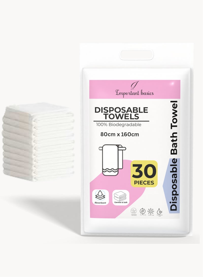 30-Pack Extra Large Disposable Towels 80x160cm, Non-Woven Highly Absorbent Disposable Bath Towels with Lint-Free, Eco-Friendly Disposable Beach Towel for Travel, Spa, Salon & Camping - Image 1