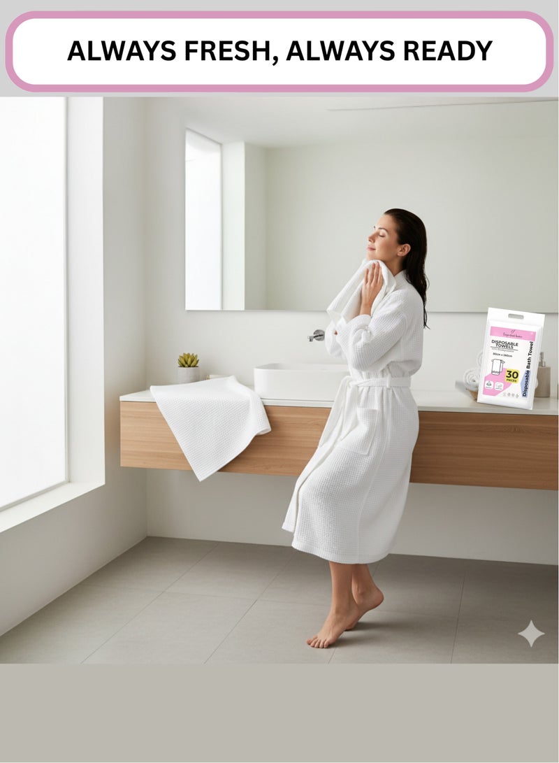 30-Pack Extra Large Disposable Towels 80x160cm, Non-Woven Highly Absorbent Disposable Bath Towels with Lint-Free, Eco-Friendly Disposable Beach Towel for Travel, Spa, Salon & Camping - Image 4