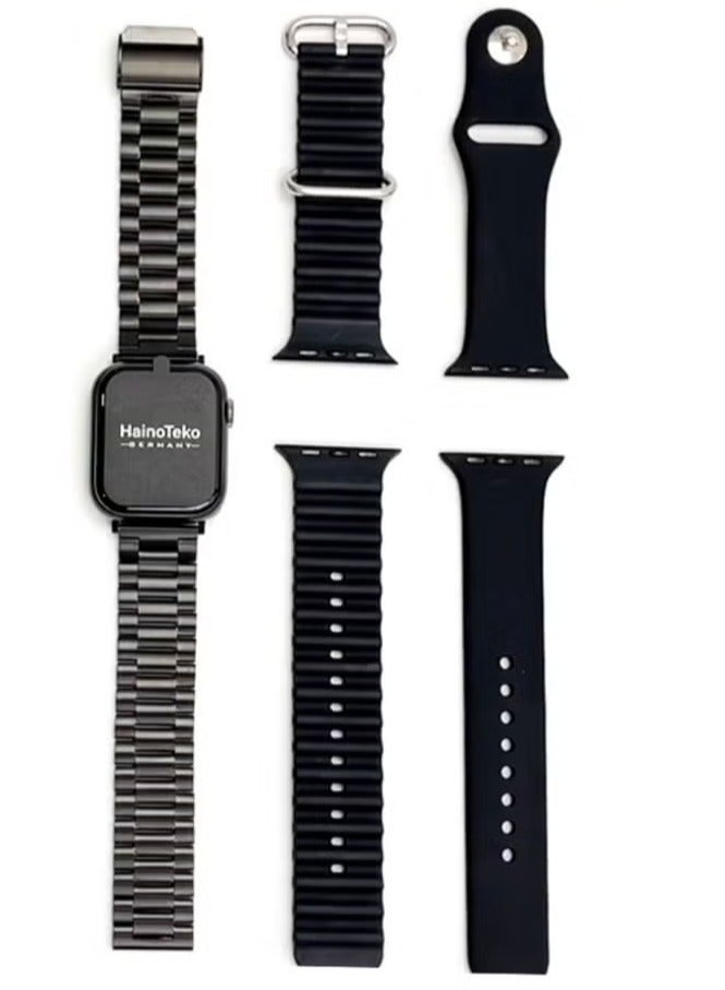 Haino Teko Mini Smart Watch with Full Screen AMOLED Display, Real Waterproof, 3 Pairs of Straps for Ladies and Gents – Stylish Fitness Tracker with Heart Rate, Sleep Monitoring, and Notifications – Black - Image 3