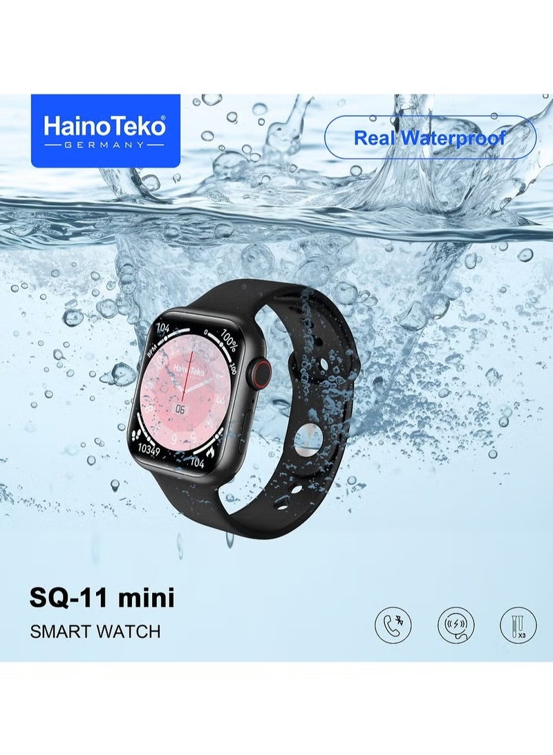 Haino Teko Mini Smart Watch with Full Screen AMOLED Display, Real Waterproof, 3 Pairs of Straps for Ladies and Gents – Stylish Fitness Tracker with Heart Rate, Sleep Monitoring, and Notifications – Black - Image 5