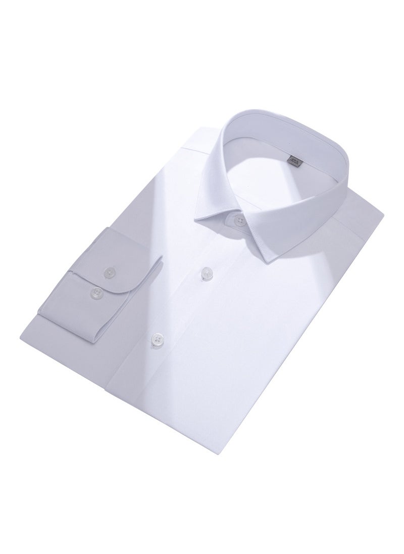 Generic - Modal Wool Mix Mens Long Sleeve Non-Iron Shirt Pure White - Image 1