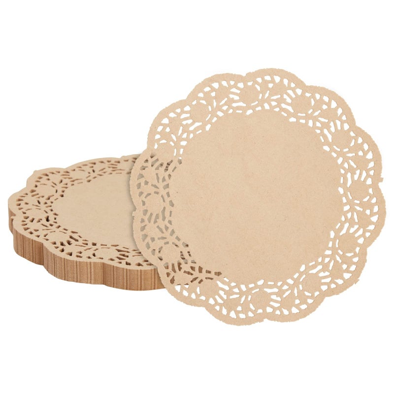 Juvale Paper Placemats - 9-Inch Brown, 250 Pack - Disposable Round Placemats & Doilies for Tables - Tea Party Decorations - Image 1