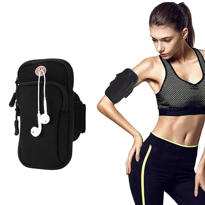 AIG Unisex Universal Sports Arm Band for Mobile | Arm Band Phone Holder for Running | Compatible Upto 6.5" Inch Mobile Phones - Deep Black - Image 4