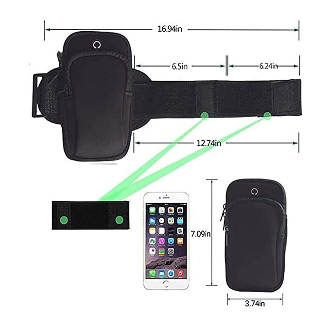 AIG Unisex Universal Sports Arm Band for Mobile | Arm Band Phone Holder for Running | Compatible Upto 6.5" Inch Mobile Phones - Deep Black - Image 2