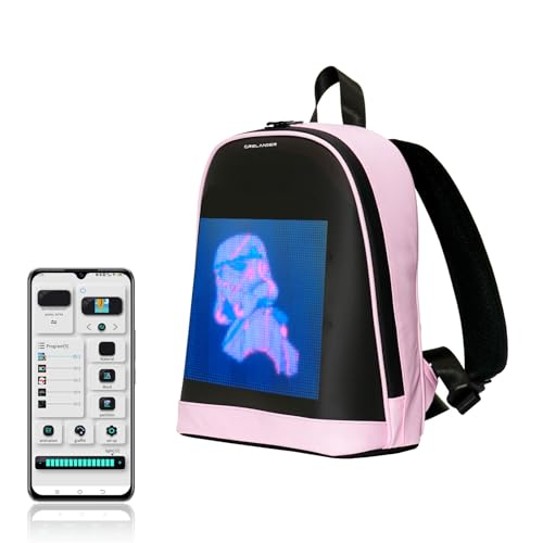 Crelander LED Backpack, 11 inch Small Laptop Backpack with Programmable Screen Small Smart Dynamic Fashion Shoulder Bag for Women Daily Use Cycling Travel Daypack App Control (pink) - Image 1